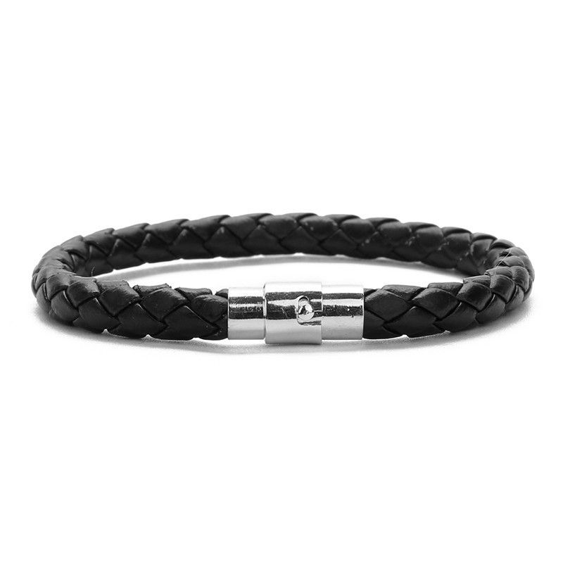 Men Braided Leather Bracelet Magnetic Clasp Bangle Male Handmade Bracelets 1Pc