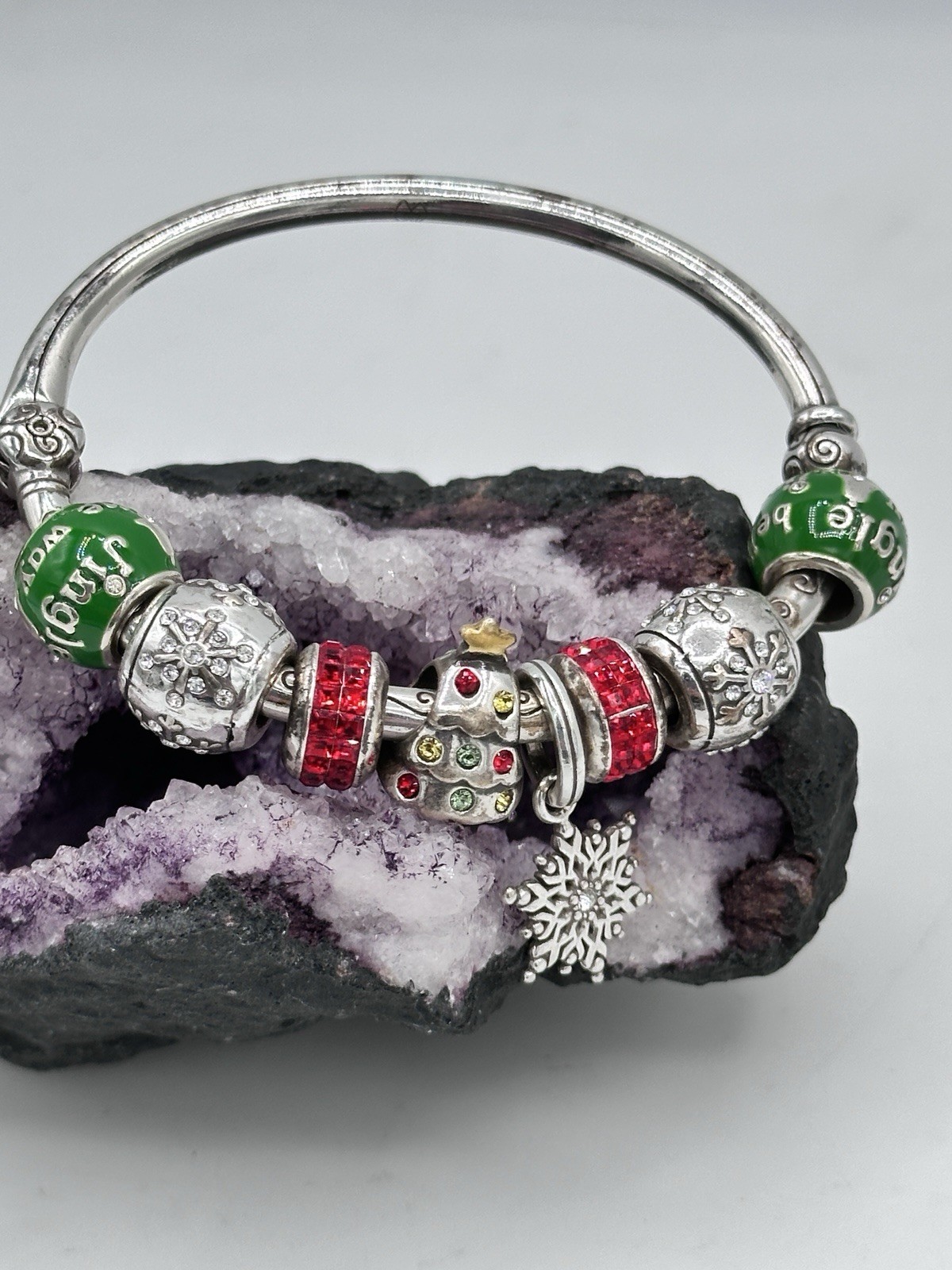 Brighton Christmas Jingle Bells Bangle Dazzle Tree Snowflake Charm Bracelet