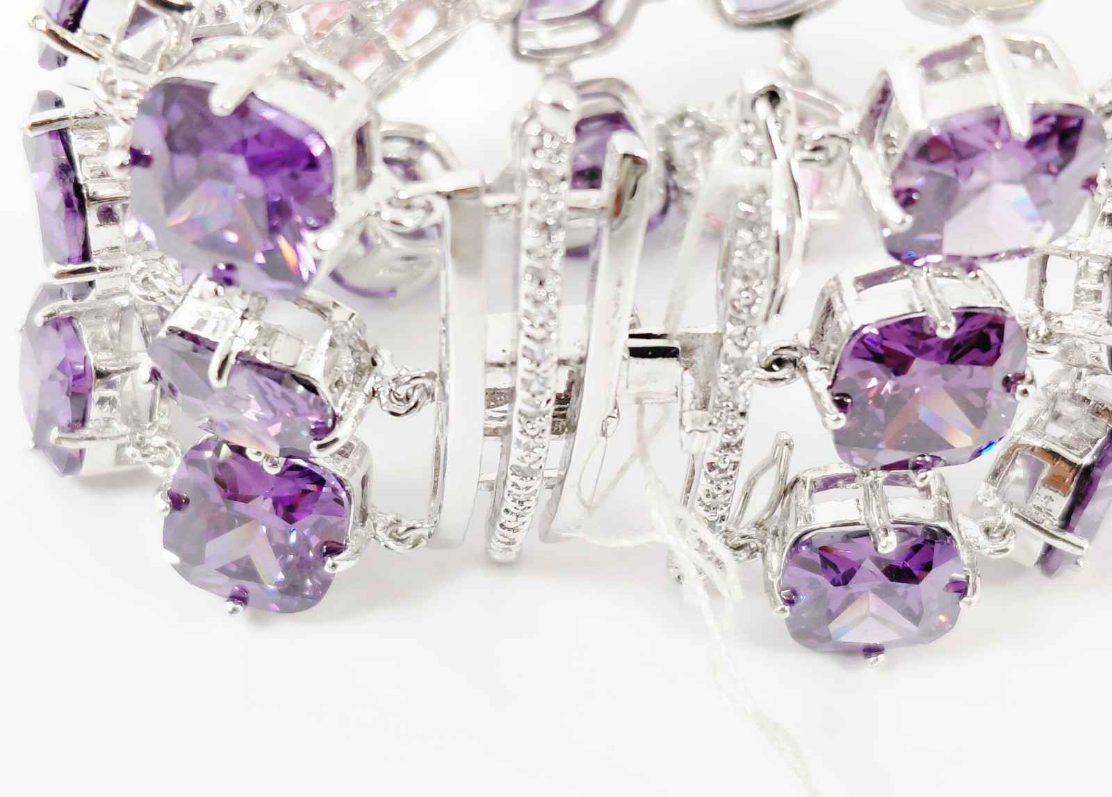 Park Lane Purple & Pink CZ Silver Tone Statement Bracelet