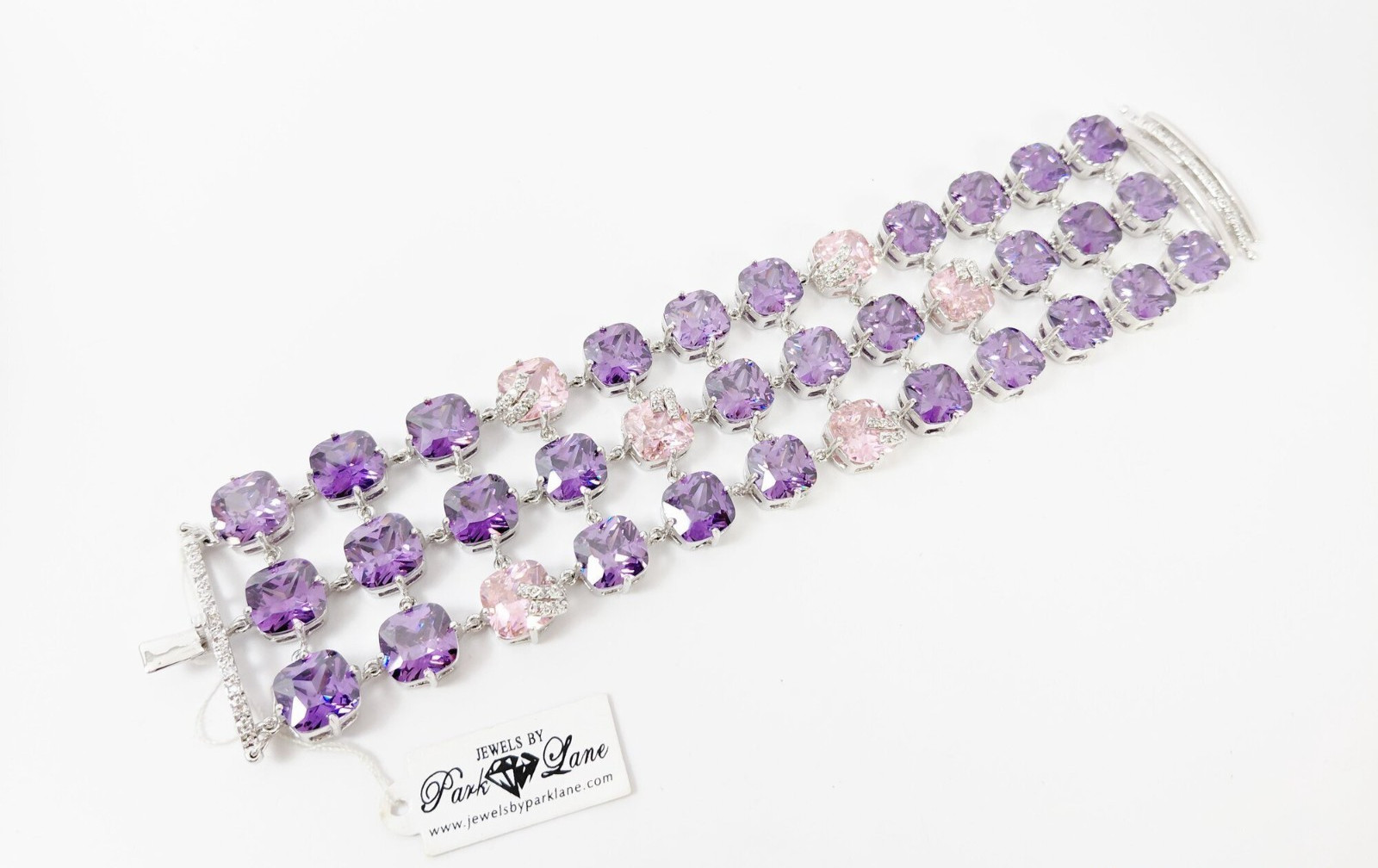 Park Lane Purple & Pink CZ Silver Tone Statement Bracelet