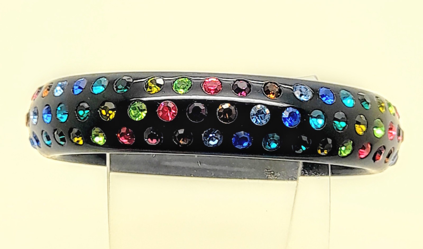 vintage style black round Plastic multi color rhinestone fashion bangle bracelet