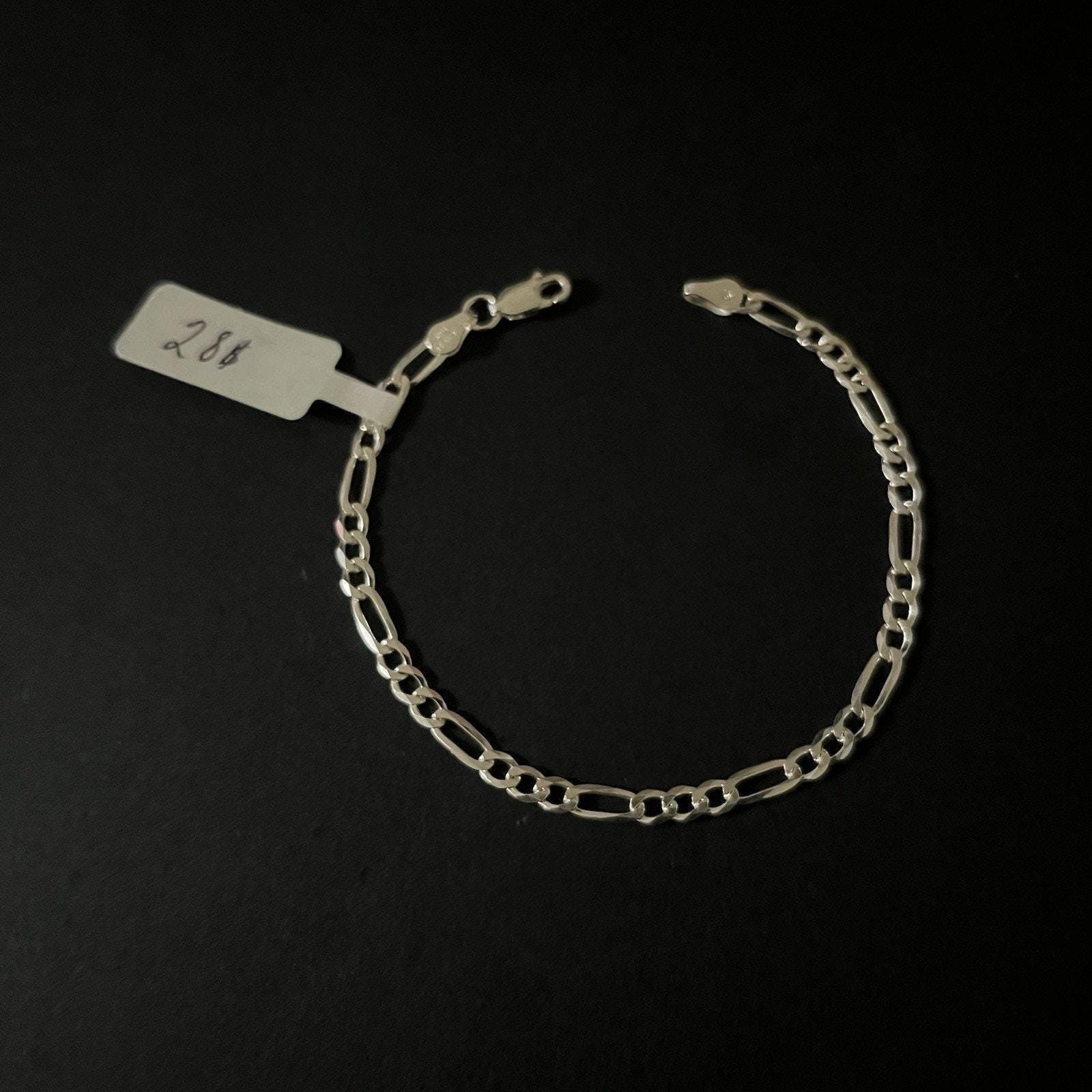 Esclava De Plata 925 Con Tejido Figaro,925 Silver Bracelet 7 Inch