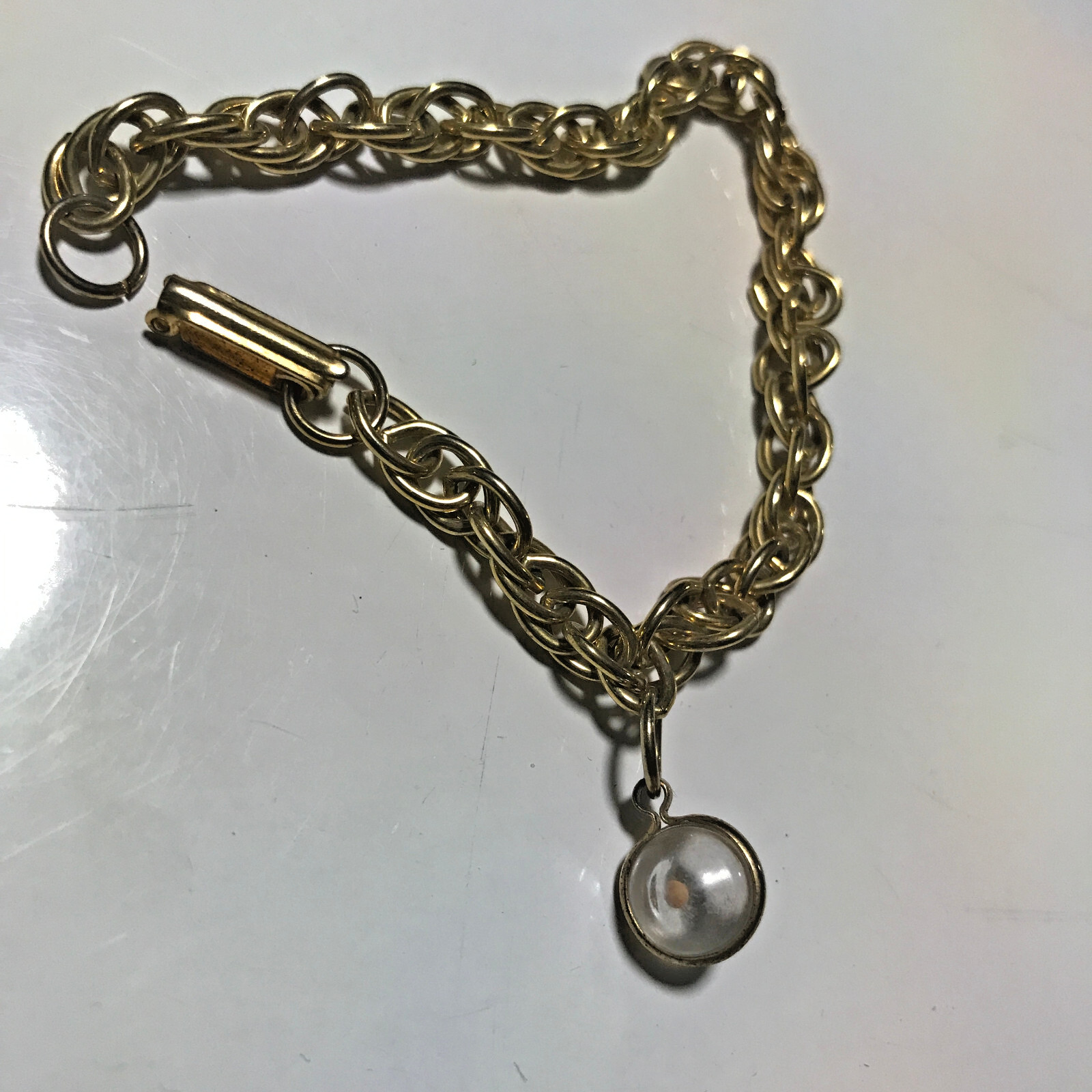 Vintage 7.25″ Mustard Seed Charm Gold Tone Bracelet New Old Stock!