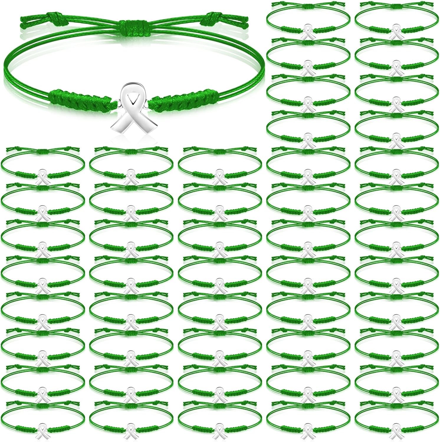 Sasylvia Mental Health Awareness Month Bracelets Gifts Adjustable Green Ribbon B