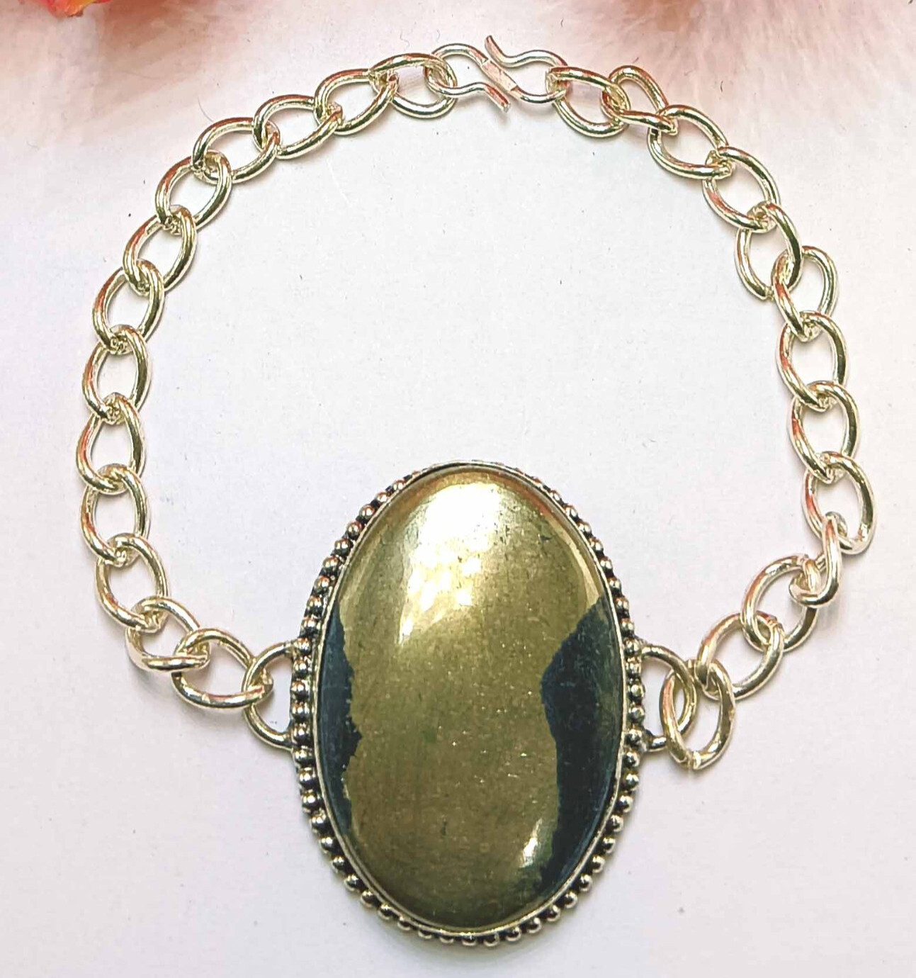 Buy Apache Gold Pyrite Gemstone 1Pcs 925 Sterling Silver Plated Bracelet Jewelry
