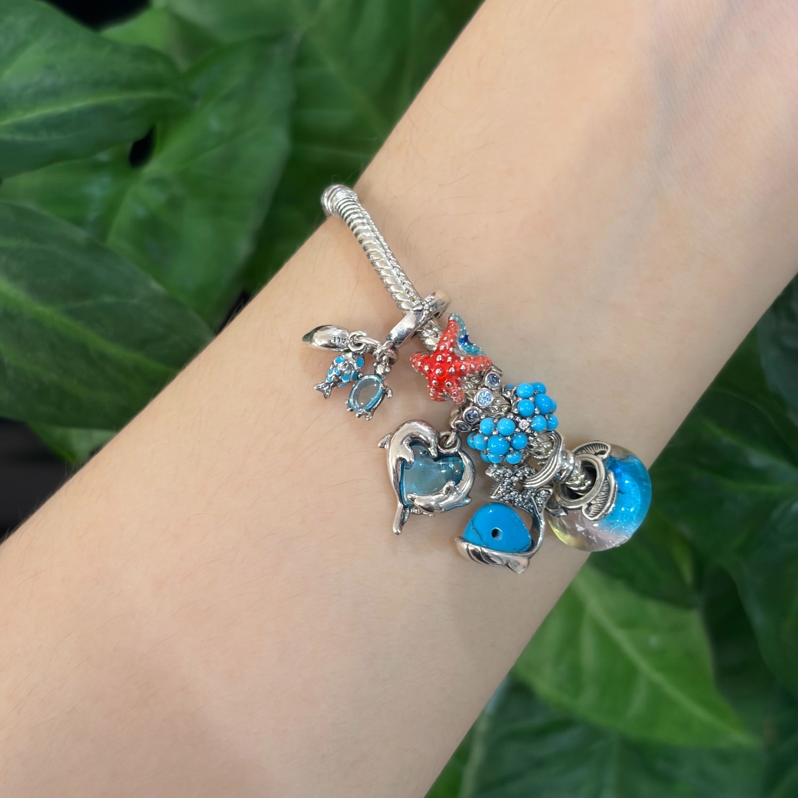 PANDORA #791697C01 Fish Sea Turtle & Conch Triple Charm WITH BOX