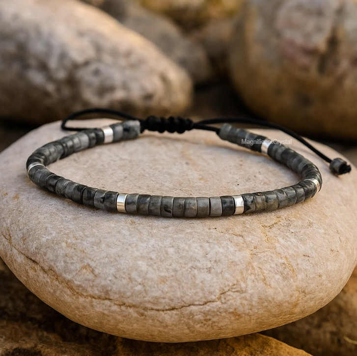 Premium Black Labradorite Bracelet Dainty Protection Women Men Jewelry Xmas Gift