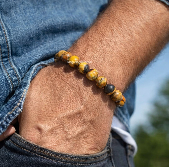 High Quality Bumblebee Yellow Jasper Stretch Bracelet Healing Energy Jewelry