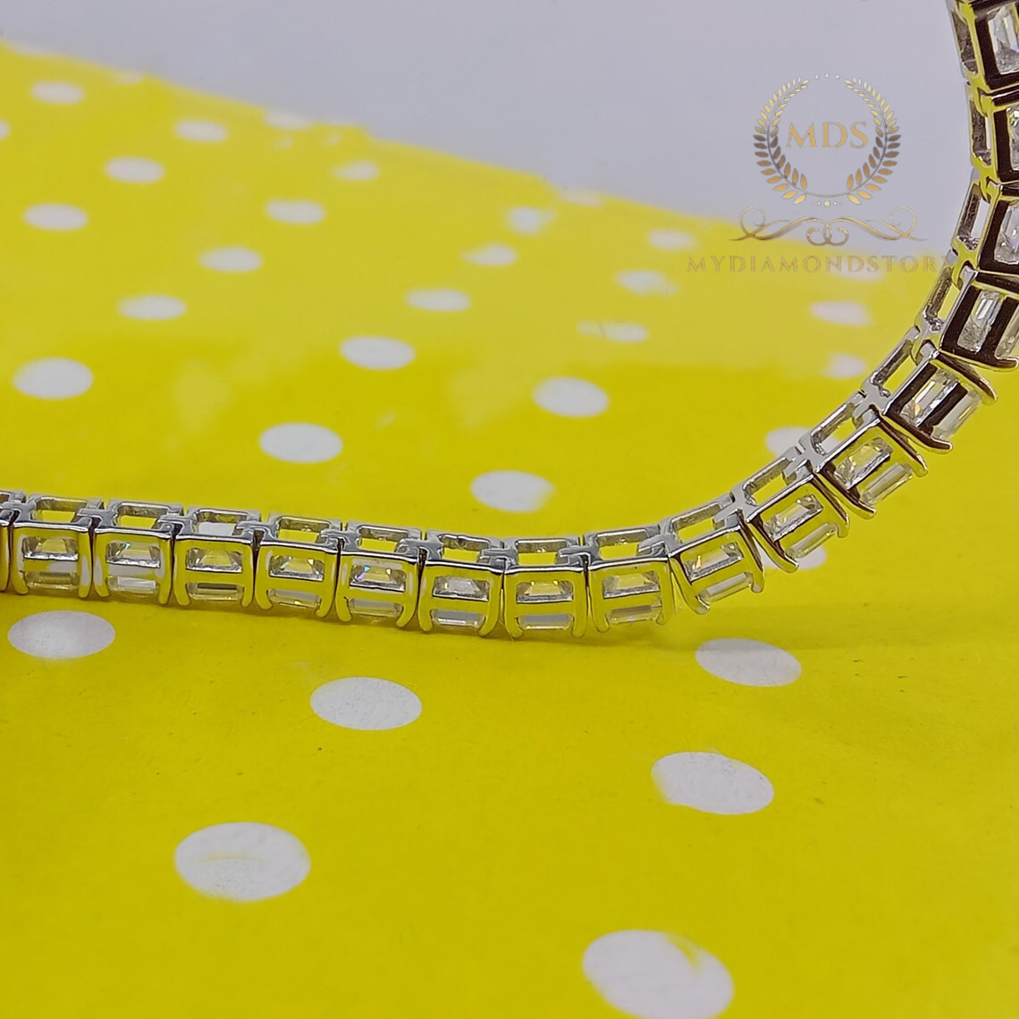 7′ Inch Long Tennis Wedding Bracelet 7 CT Asscher Cut VVS1 Solid 14K White Gold