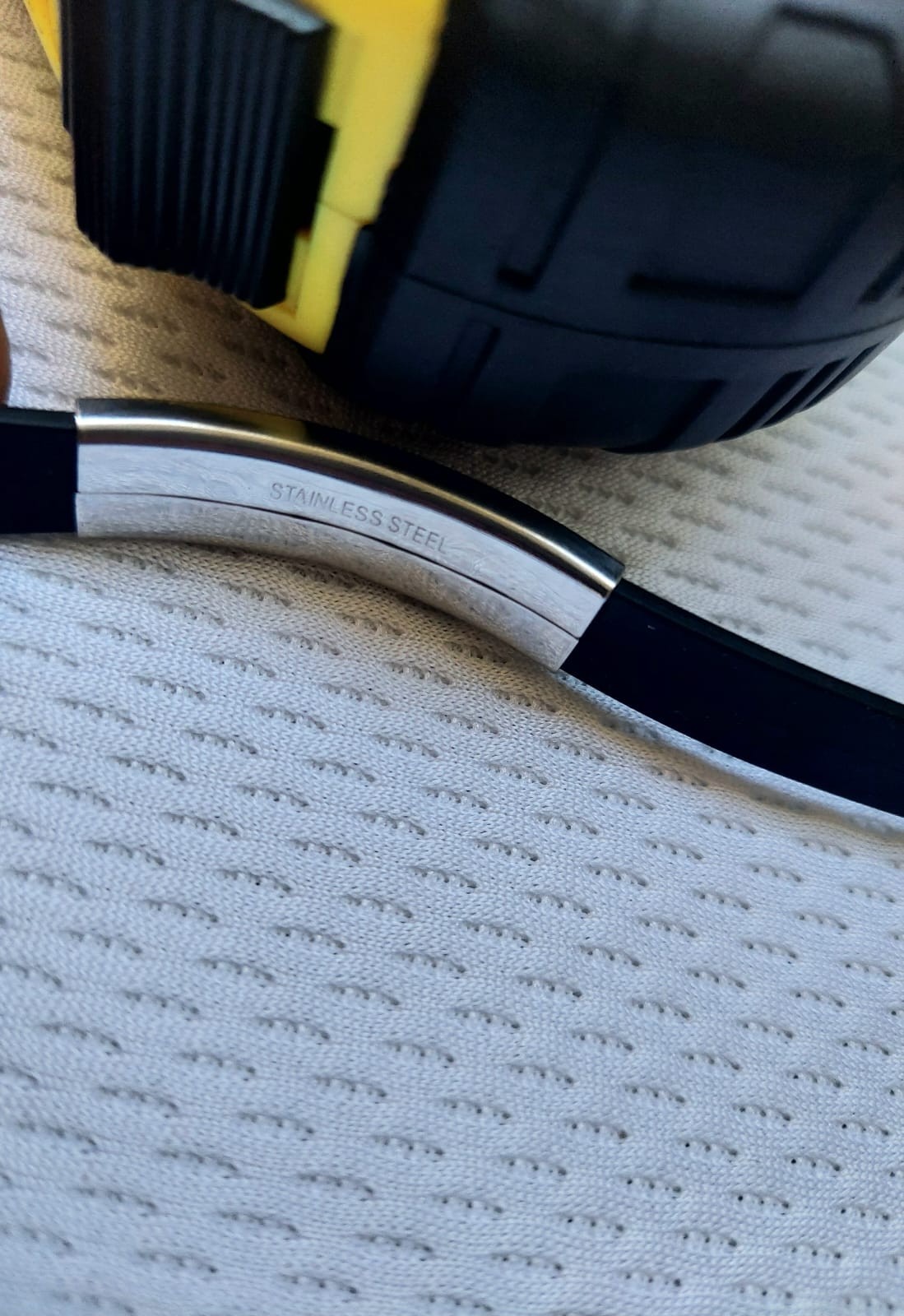 Unisex Minimalist Black Silicone & Silver-Tone Metal Bracelet Jewelry