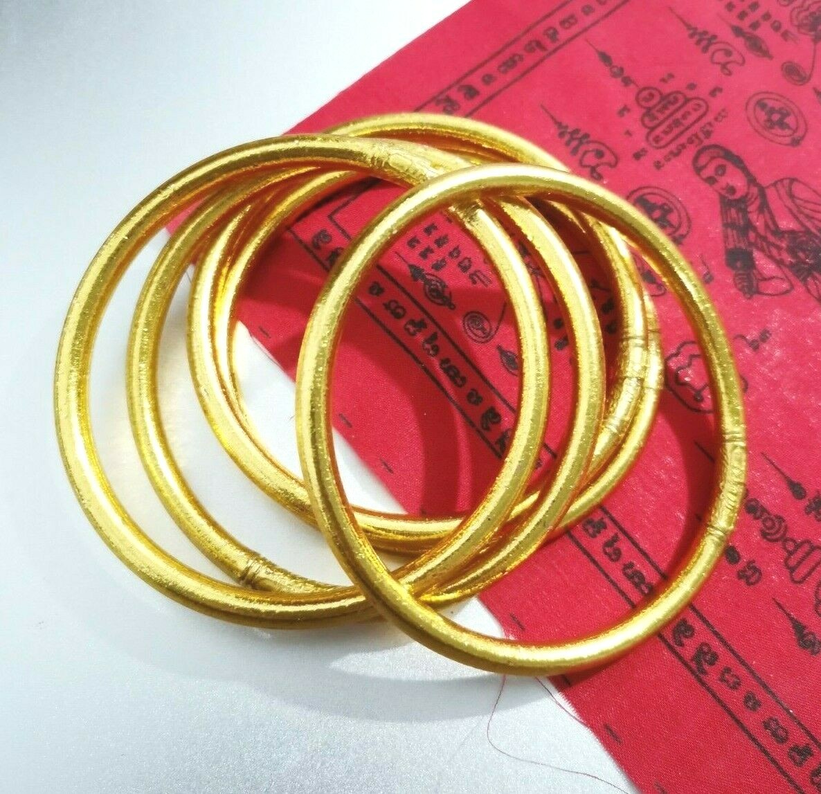 24k Gold Leaf Bracelet Thai Buddha Amulet Love Charm Luck Rich Protect Talisman