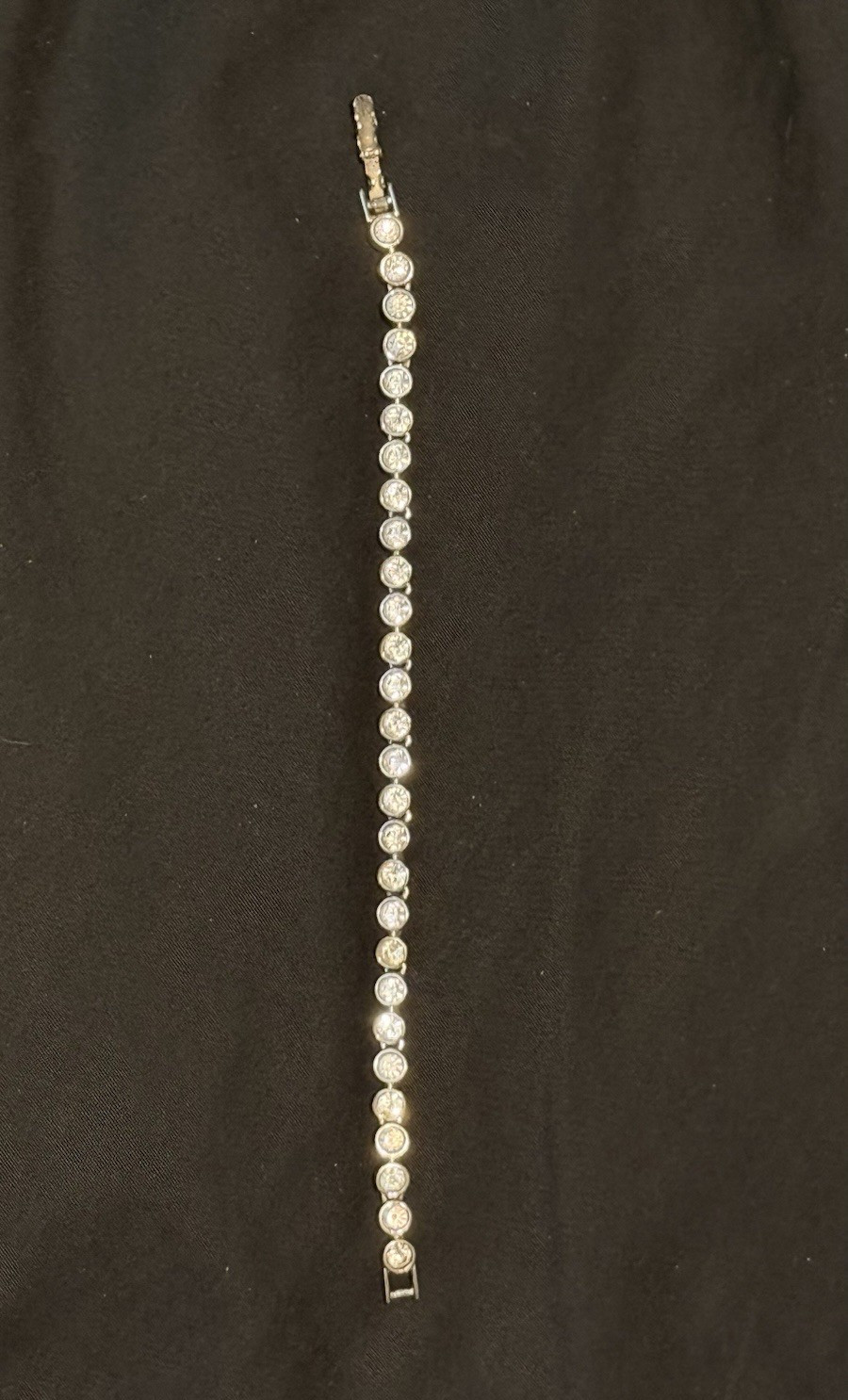 Silver Tone Clear Round Crystal Tennis Bracelet, White/Colorless Stones
