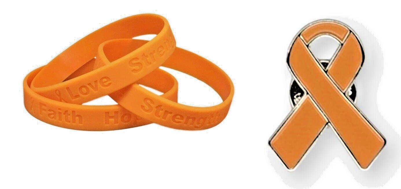 Adult Leukemia Awareness Silicone Bracelet & Enamel Pin – 2 High Quality Items