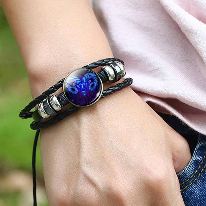 12 Zodiac Constellation Bracelet Luminous Braided Design Bracelet For Men Women