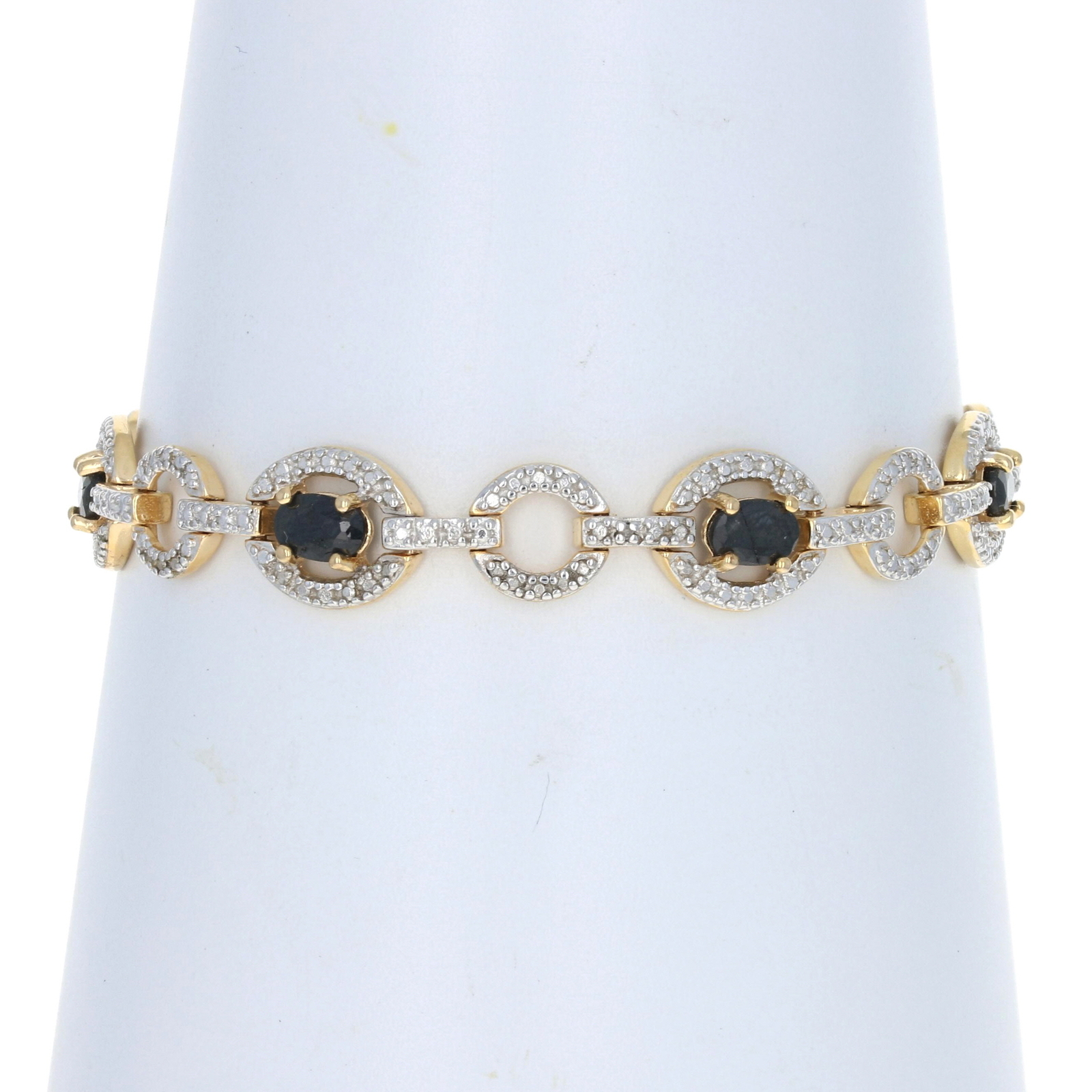 New Sapphire Tennis Bracelet Sterling Silver Diamond Accent Women’s 7.25″ Chain