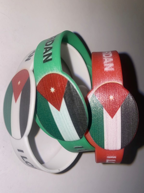 3Pcs I Love Jordan Wristband Silicone Rubber Bracelet Flag National Snap Button