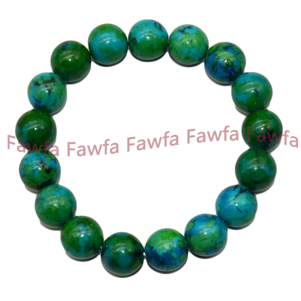 4/6/8/10/12mm Green Azurite Chrysocolla Round Gems Beads Elastic Bracelets 7.5”