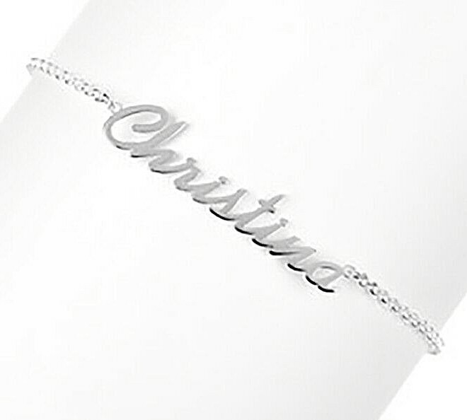 Christina – Name Bracelet Bangle Sterling Silver female Personalized Custom gift