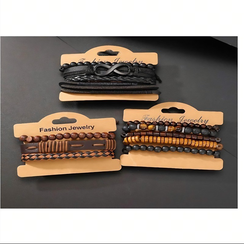 12Pcs Men’s Leather Bracelet Set Vintage Valentine’s Day Jewelry Gift