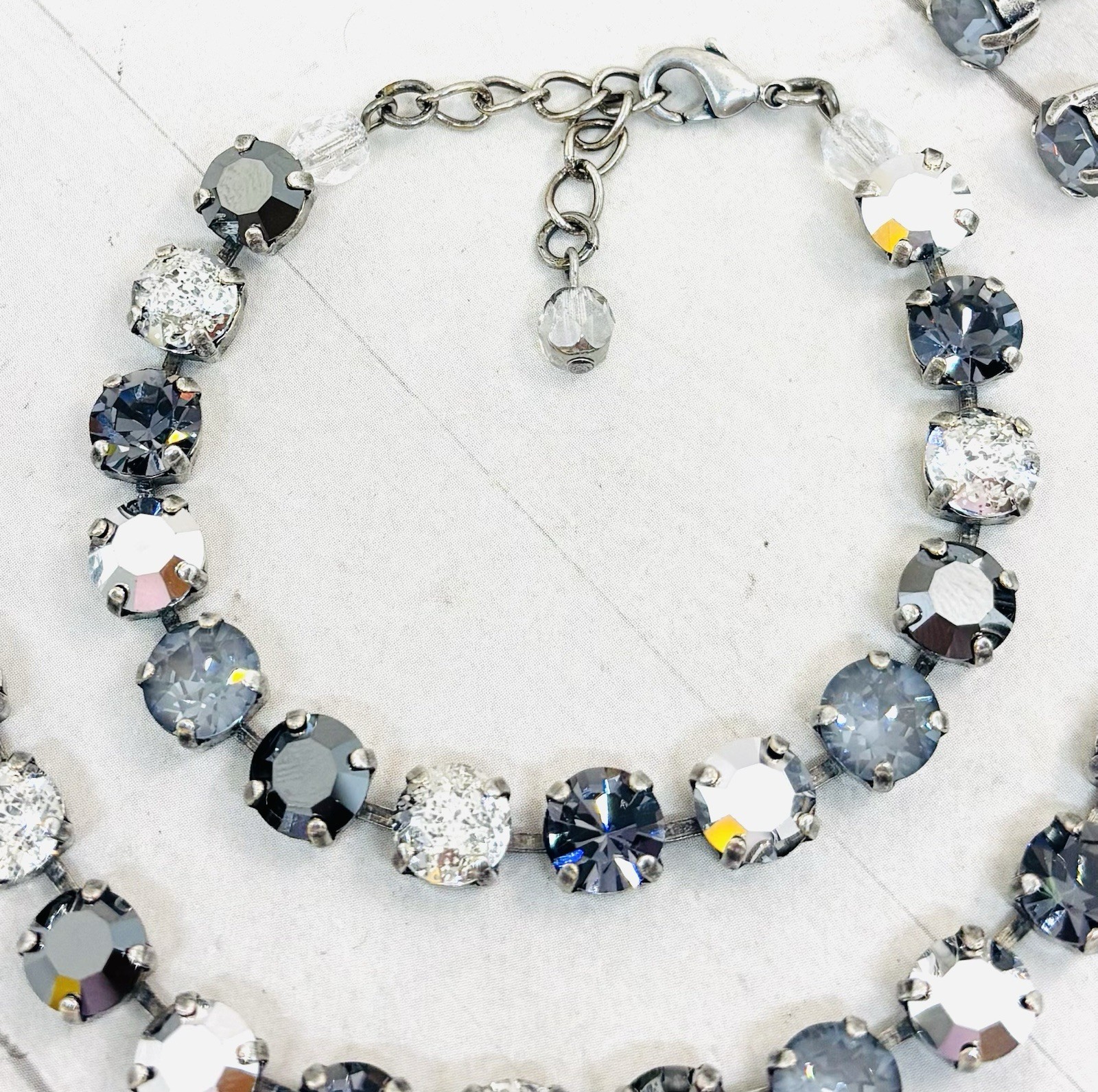 8mm Antique Silver Plated Silver Patina Black and Gray Tennis Cup Chain Bracelet
