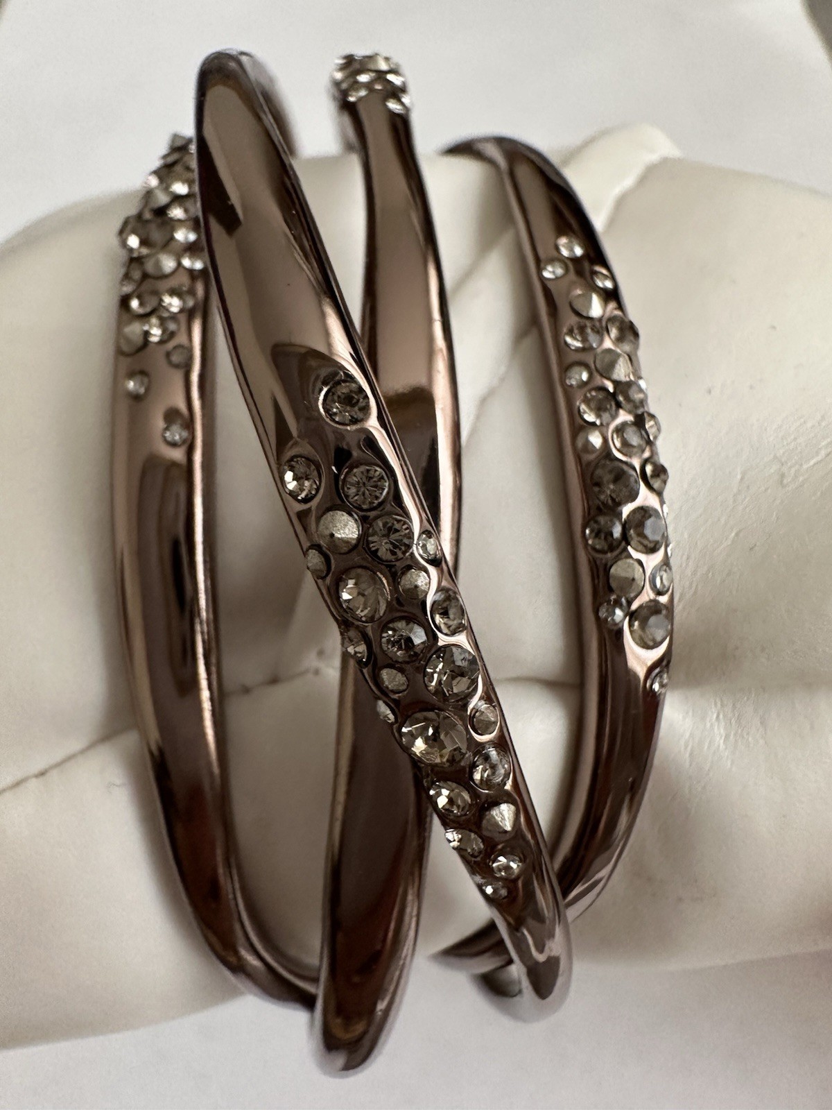 Alexis Bittar Twisted Metal With Crystal Rose Gold Cuff Bracelet 7,5”
