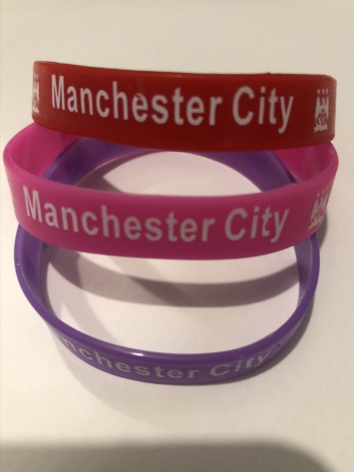 New 3 pcs Motivational sports Soccer Manchester City Rubber Bracelets Lot #8