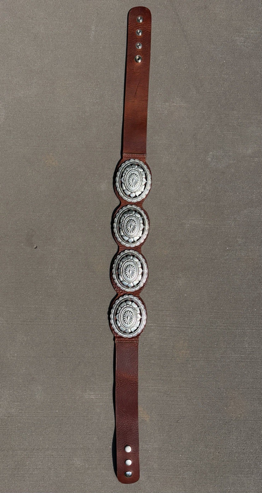 VINTAGE Brown Leatherock Snap Cuff Bracelet, Adjustable Fit, 37 in long