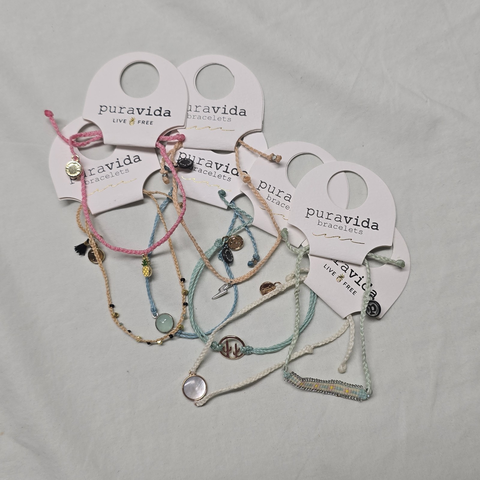 Pura Vida Bracelet Lot Of 7 New With Tags Adjustable Various Colors And Charms!