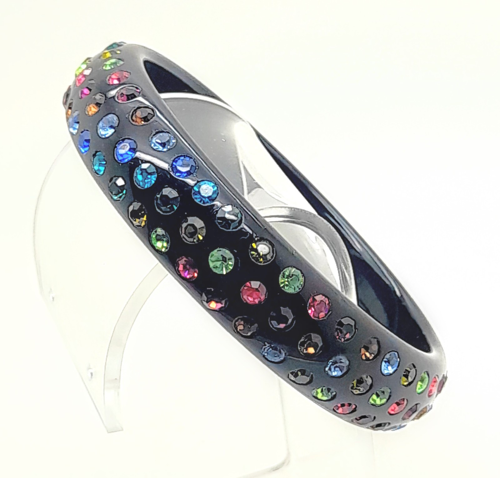 vintage style black round Plastic multi color rhinestone fashion bangle bracelet