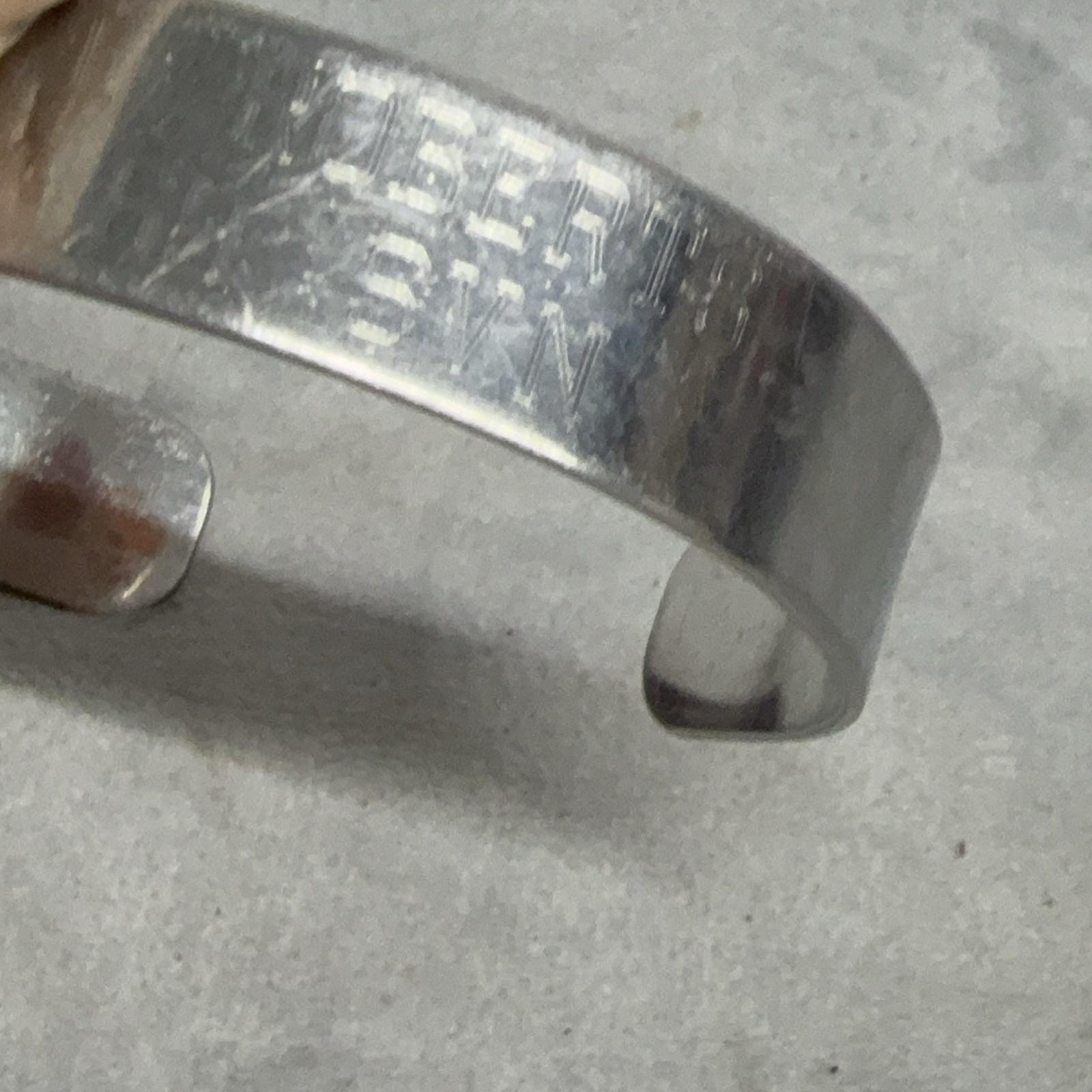 Engraved Military Memorial ID Cuff Bracelet Silver Tone SFC Richard D Roberts
