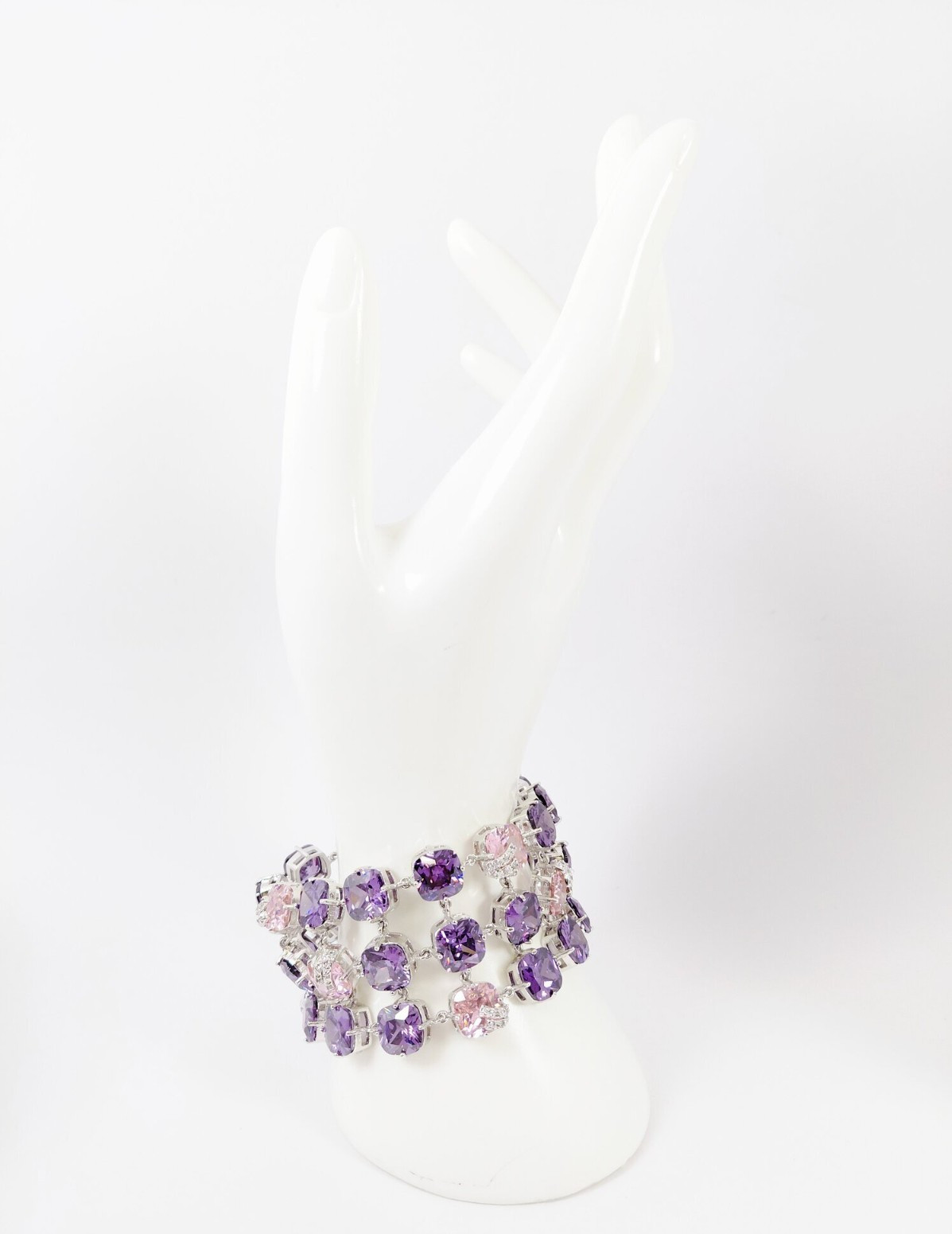 Park Lane Purple & Pink CZ Silver Tone Statement Bracelet