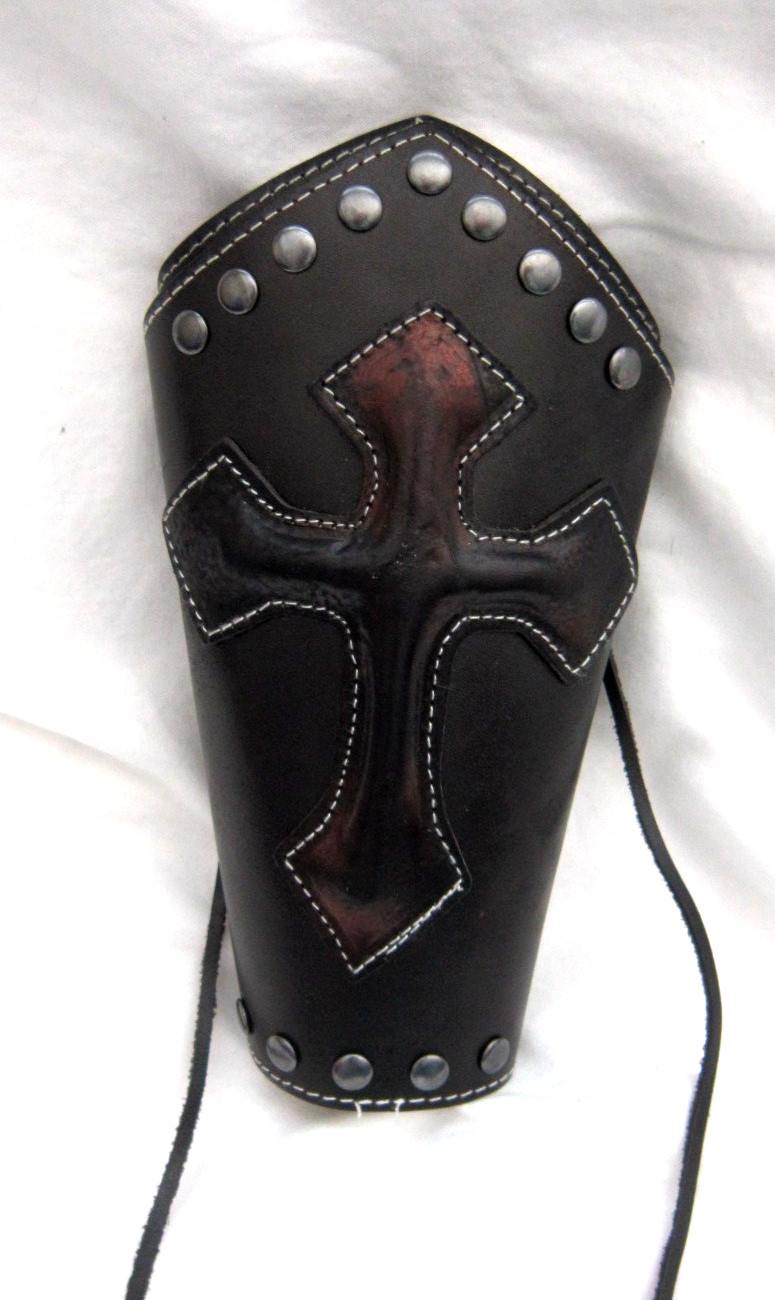 Leather Gothic Cross Lace-Up Gauntlet Wristband METAL,PUNK,GOTH,BIKER Styles