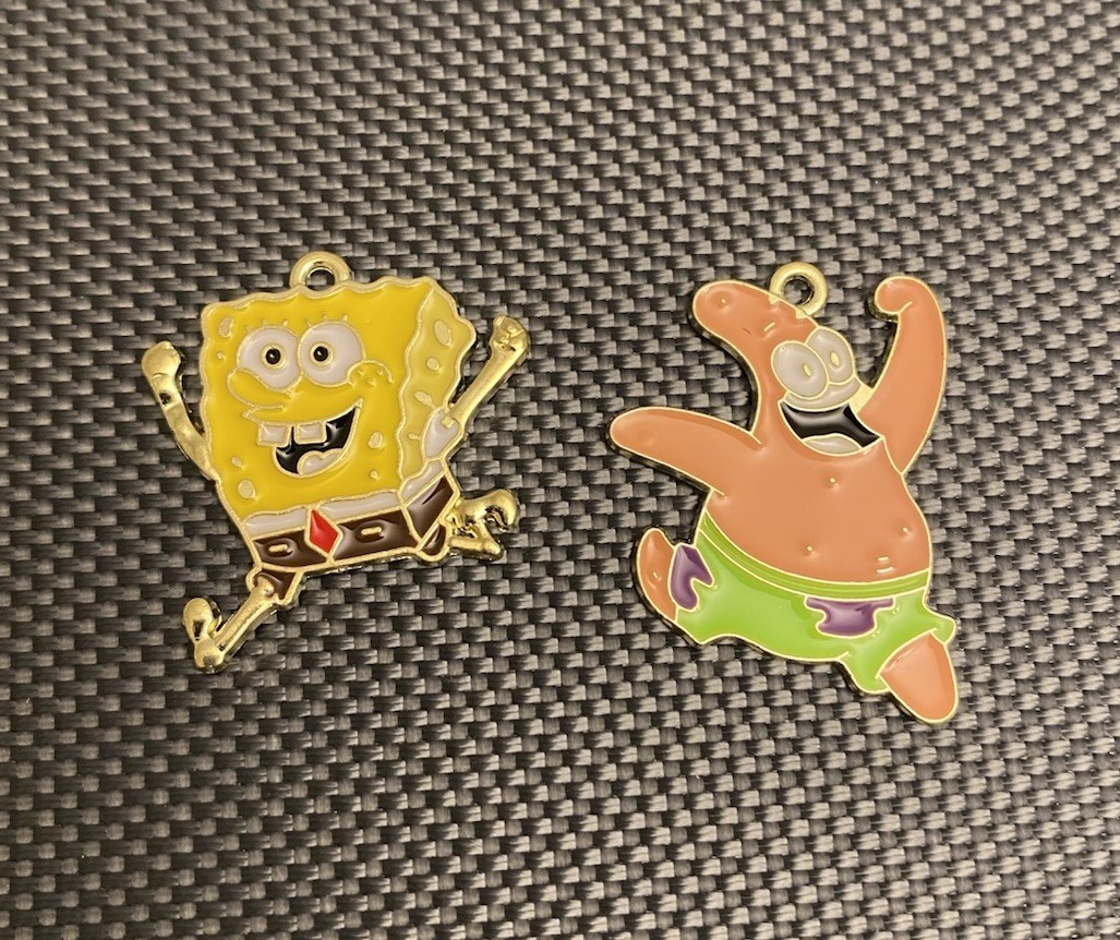 Set Of 2 SpongeBob Patrick Starfish Squarepants Enamel Charm Pendant DIY