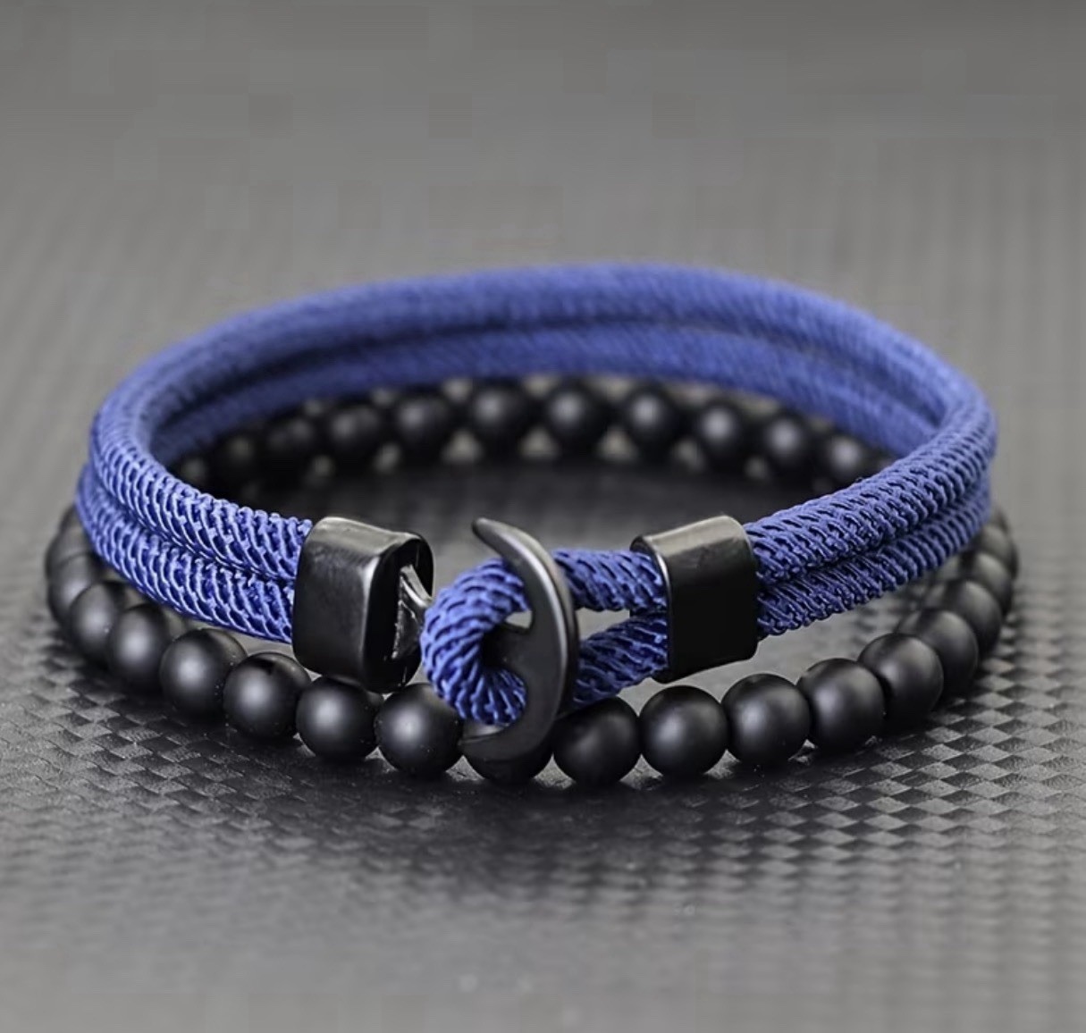 2pcs Men’s Bracelets with 4mm Cord and Onyx Beads, Unisex, Women, 20cm