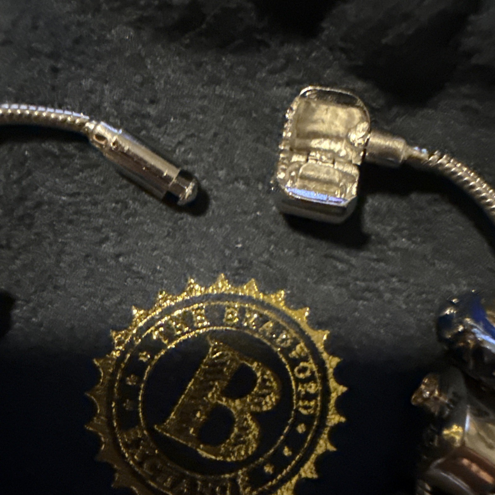 Bradford Exchange Cat Theme Charm Bracelet Gold/Silver Tone & Blue Purr Love