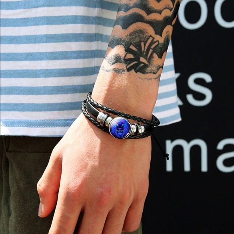 12 Zodiac Constellation Bracelet Luminous Braided Design Bracelet For Men Women