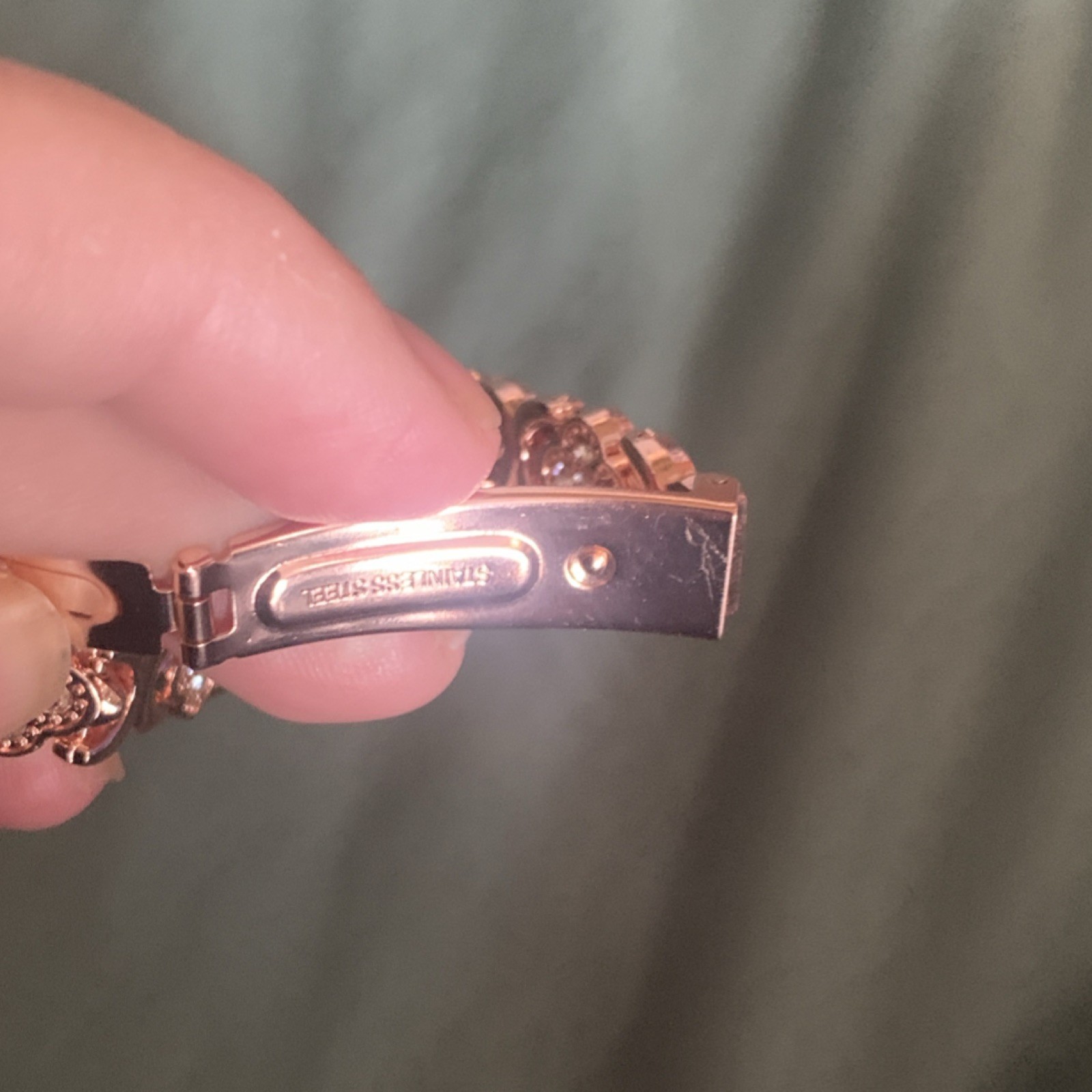 Fossil Rose Gold Clover Tennis Bracelet Push Lock Signed