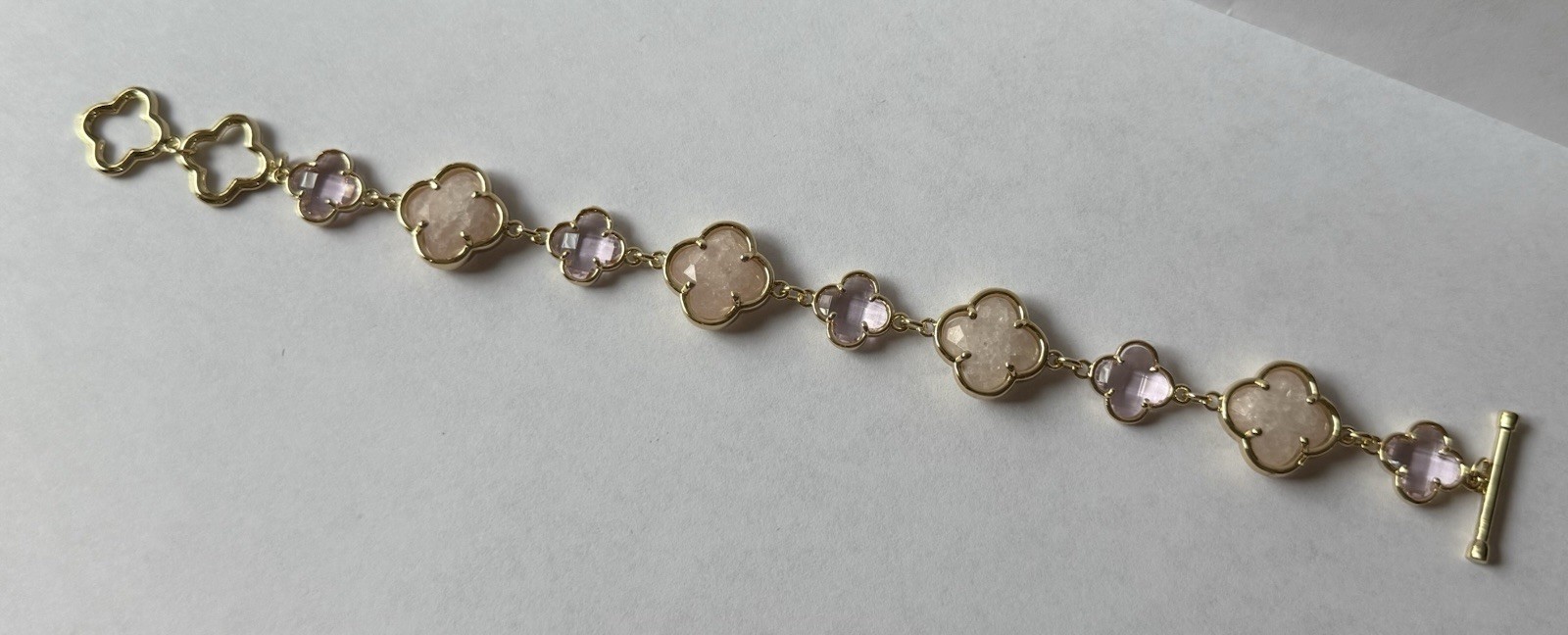 Eyecandy Los Angeles Pink Clover Brass Double-Sided Bracelet New