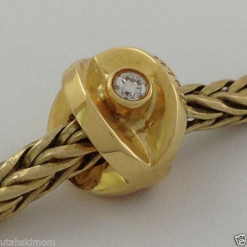 NIB Trollbeads 18K Gold Yes! Bead with Diamonds