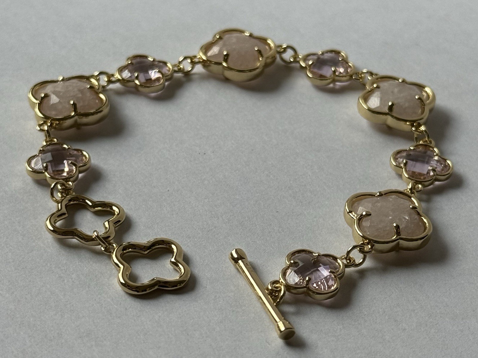 Eyecandy Los Angeles Pink Clover Brass Double-Sided Bracelet New