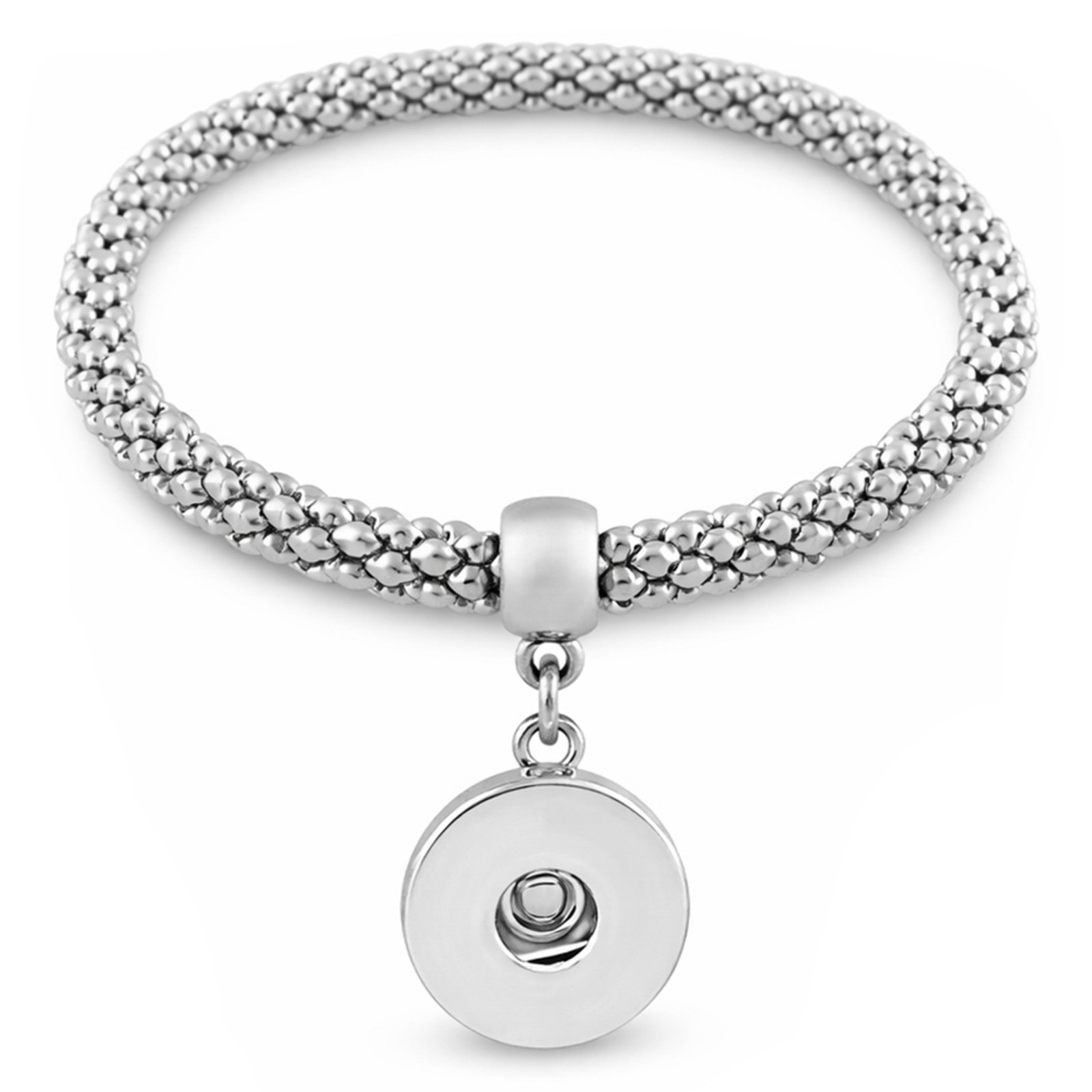 Snap Jewelry Ginger Charm Bracelet, Silver Bangle, Fits 18MM 20MM Snap Buttons