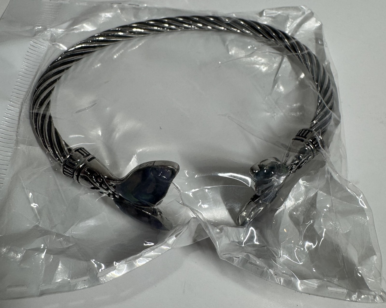 EGO VINA Abalone Shell Mermaid Whale Tail Open Cuff Bangle Bracelet New Box