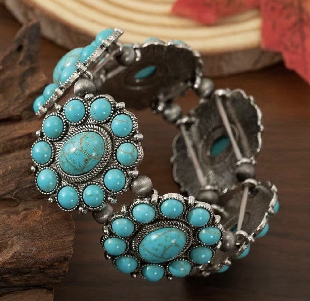Inspired Bohemian Turquoise Statement Bracelet – Vintage Western Jewelry