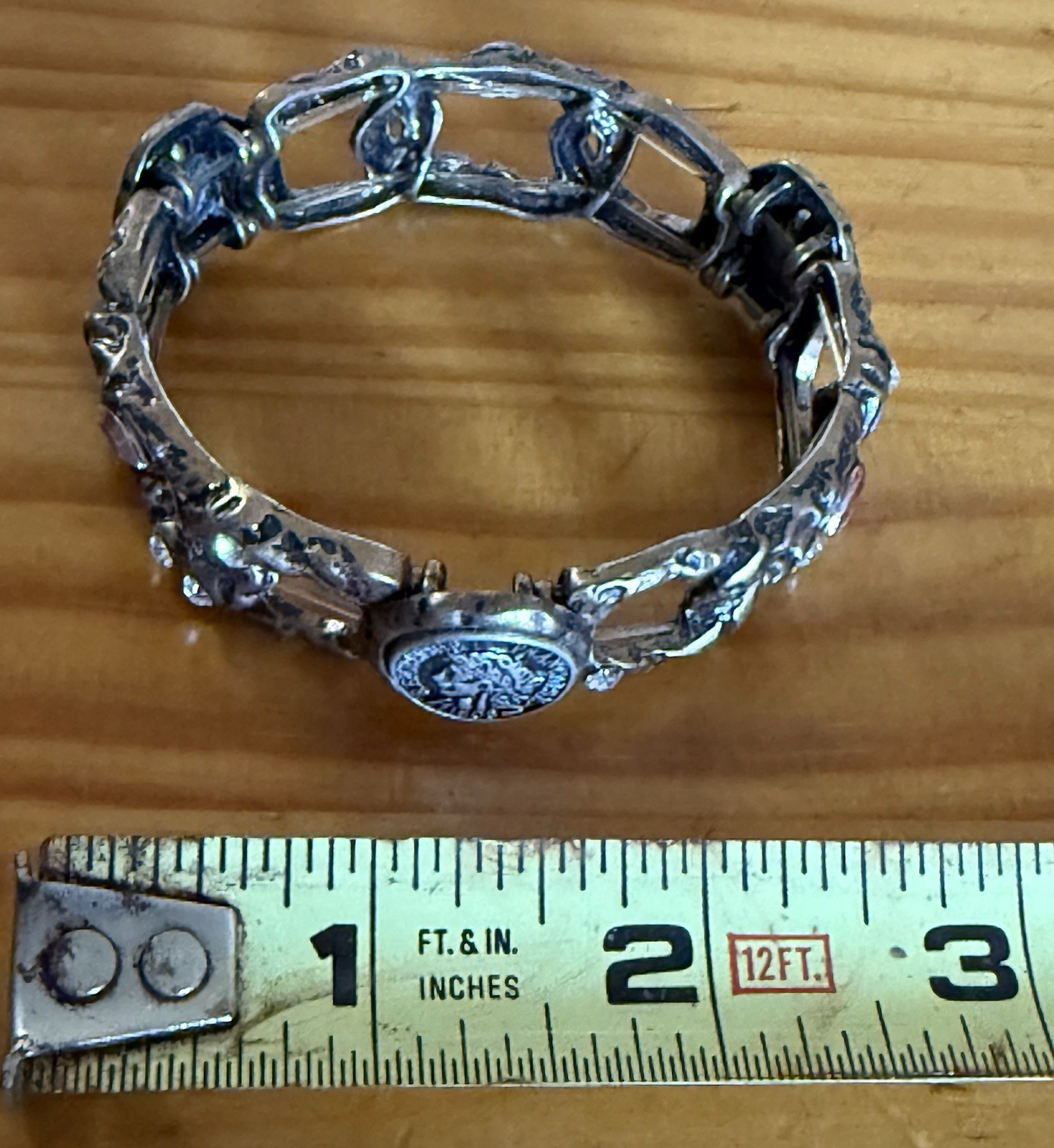 Bracelet With Roman Coins. The Metal is Made Of Moissanite And It Is Stretch Xl4