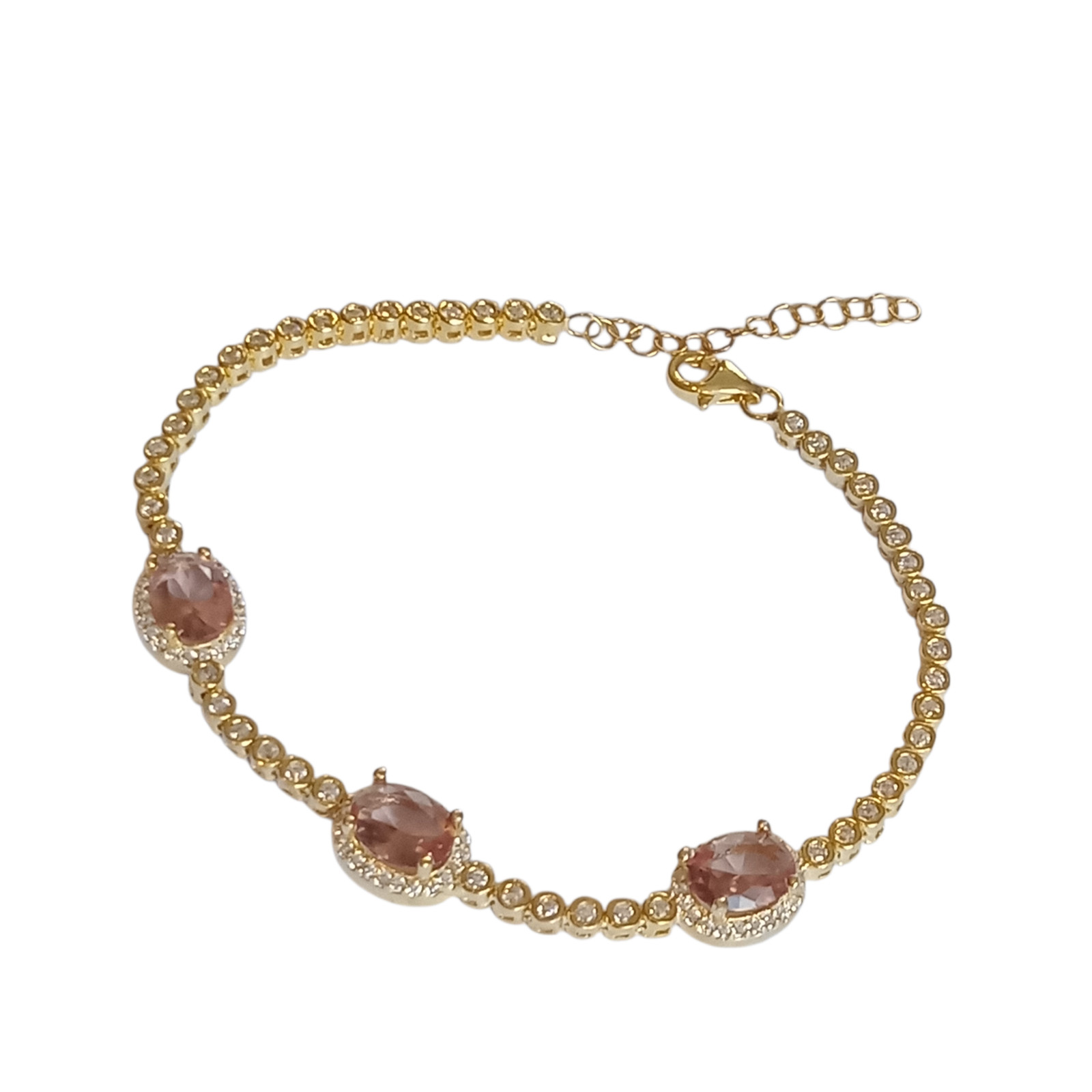 Gold plt. 925 Sterling Silver Turkish Handmade Zultanite Topaz Tennis Bracelet