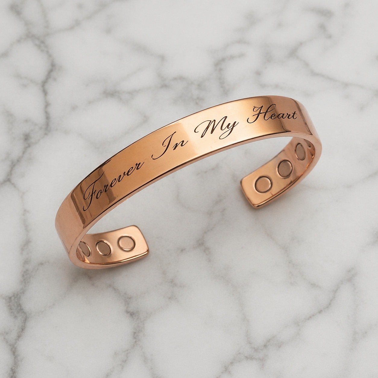 Pure Solid Copper Magnetic Bracelet Arthritis Pain 12mm Cuff Forever In My Heart