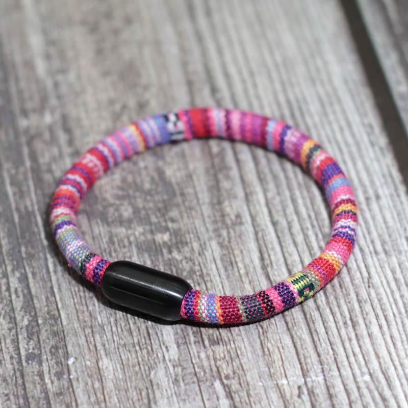 6mm Boho Rope Bracelet for Men and Women Black Stainless Steel Magnetic Clasp