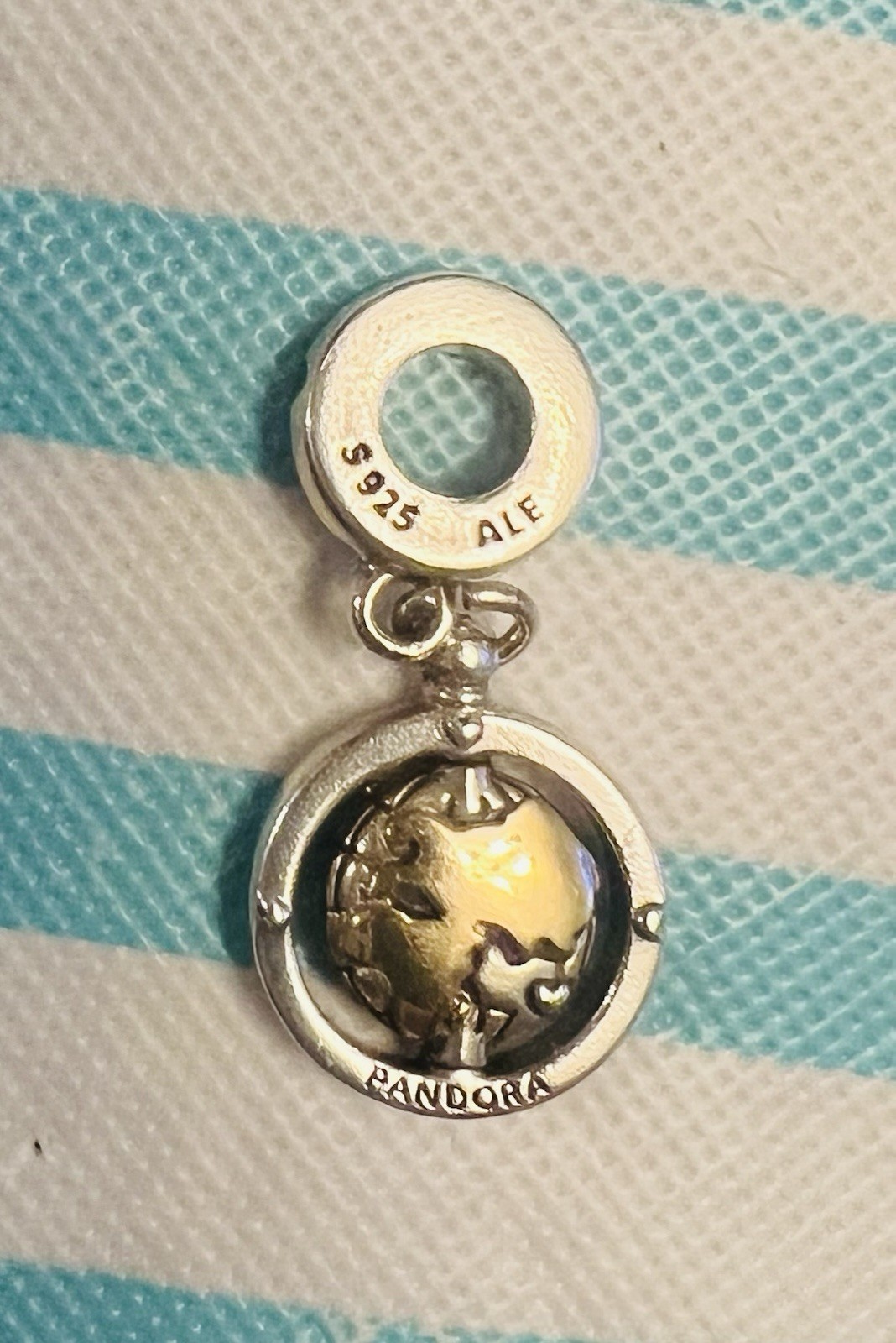 AUTHENTIC PANDORA SPINNING WORLD DANGLE CHARM #799303C01 preowned, no box