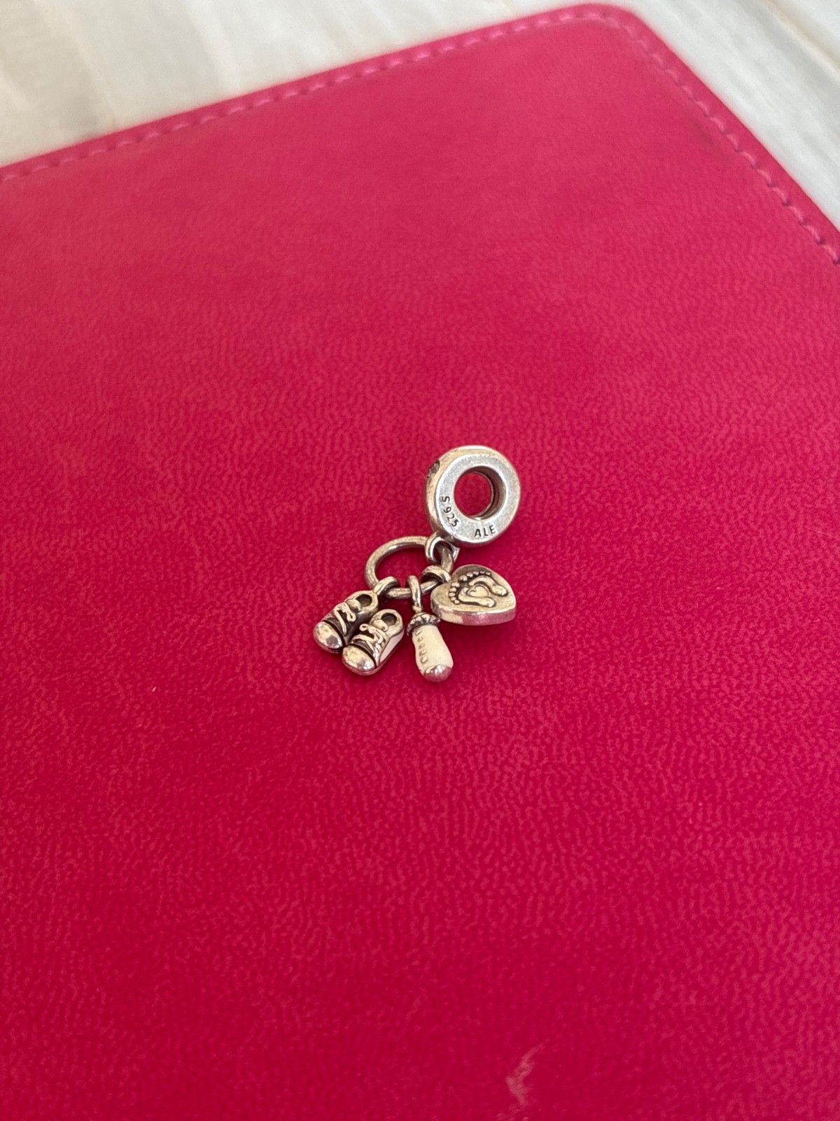 Pandora sterling silver 925 CZ and white enamel My Little Baby Dangle Charm