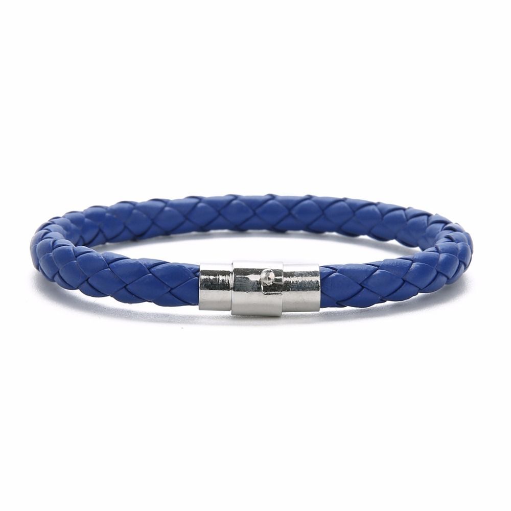 Men Braided Leather Bracelet Magnetic Clasp Bangle Male Handmade Bracelets 1Pc